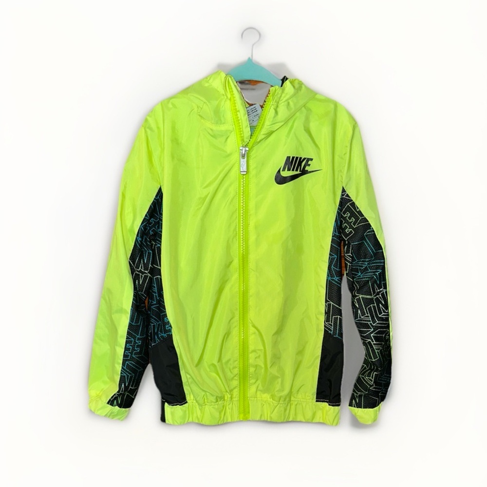Nike Bright Neon Green and Black Athletic Hooded Jacket